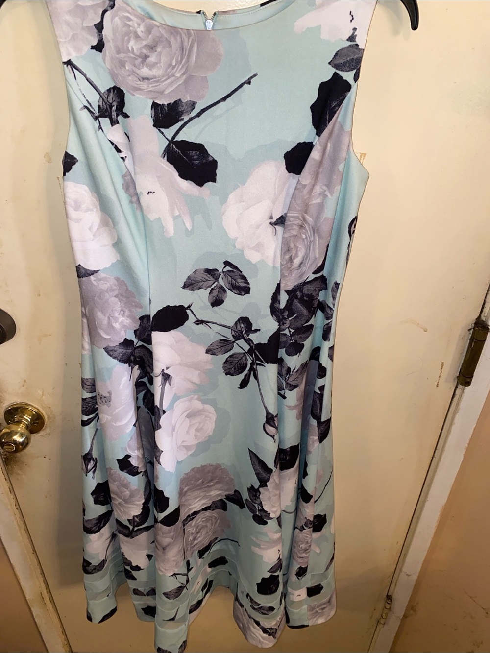 Calvin Klein Mint Floral Fit-and-Flare Midi Dress